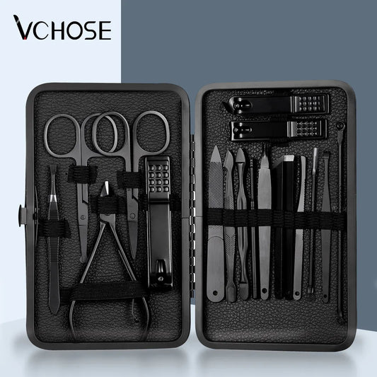 Stainless Steel Black Nail Clipper Set